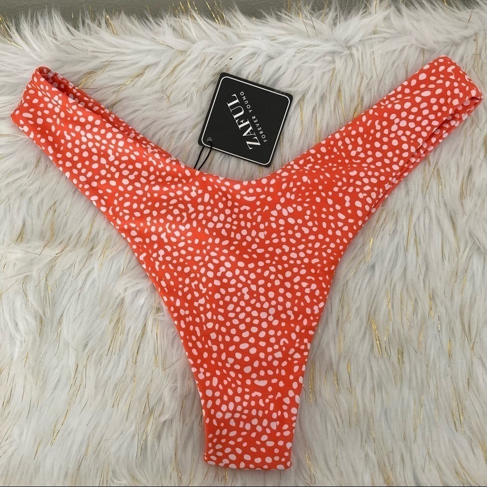 NWT Zaful Orange/White Bikini Bottom | Size 6